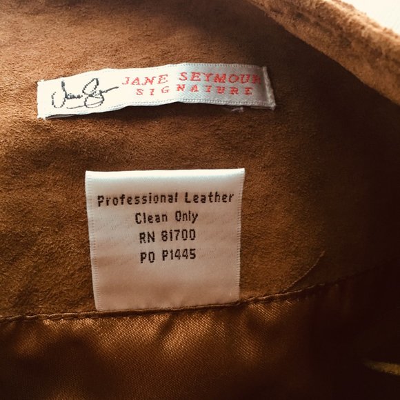 Vintage Jane Seymour Signature Cognac 100% Suede Leather Western Skirt Size 10 - Picture 6 of 6